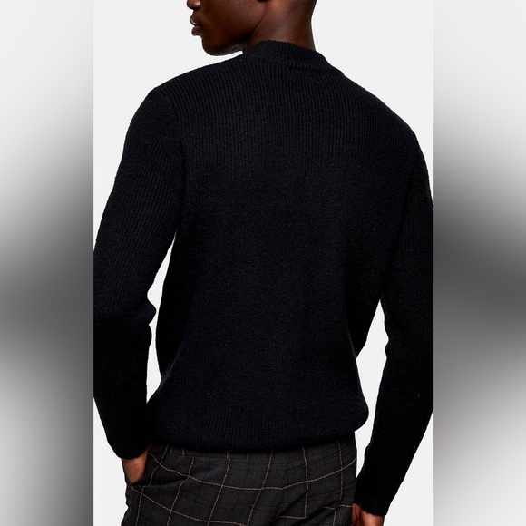 TOPMAN Mock Neck Sweater in Black - Size Large NWT - Picture 2 of 5